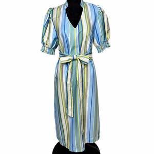 Dondolo Shannon Dress Pastel Vertical Stripes Smocked Sleeves Size 1  US Sz:XS-S